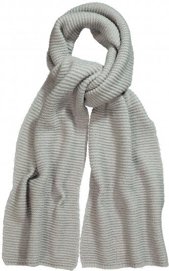 Ulla Popken Garter Stitch Knit Scarf Light Grey Melange - Accesorios - 