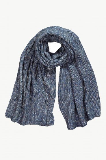 Ulla Popken Heather Knit Wool Blend Scarf Navy - Accesorios - 