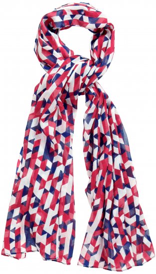 Ulla Popken Geometric Print Scarf Dark Red - Accesorios - 