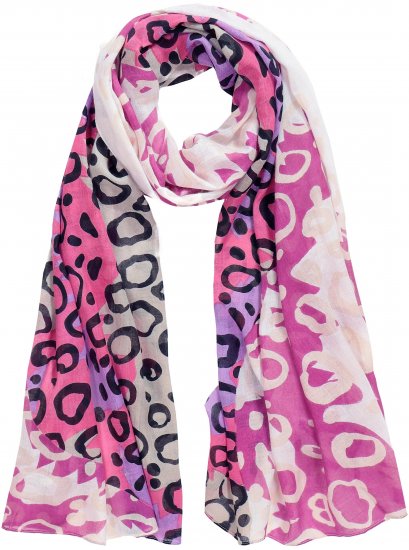 Ulla Popken Rainbow Leopard Print Scarf Pink - Accesorios - 