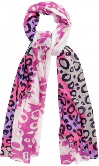 Ulla Popken Rainbow Leopard Print Scarf Pink - Accesorios - 