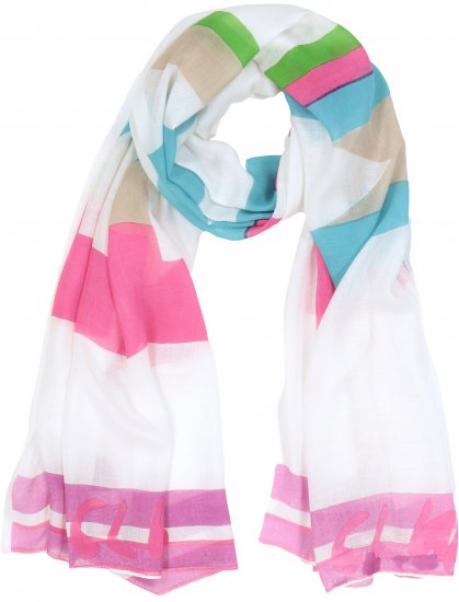 Ulla Popken Pink Lettering Border Print Scarf Snow White - Accesorios - 