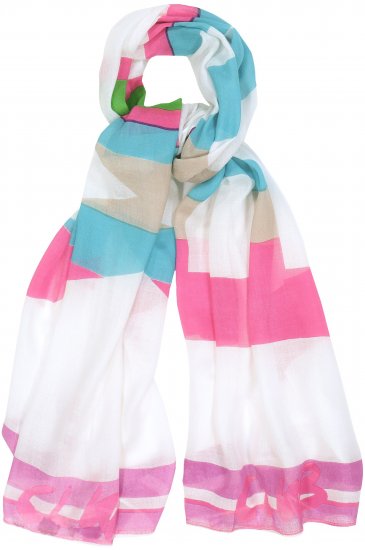 Ulla Popken Pink Lettering Border Print Scarf Snow White - Accesorios - 