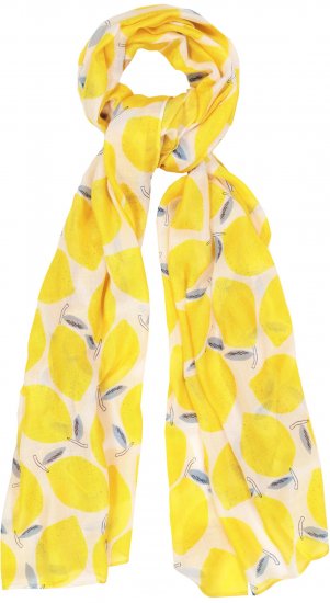 Ulla Popken Lemon Print Scarf Sun Yellow - Accesorios - 