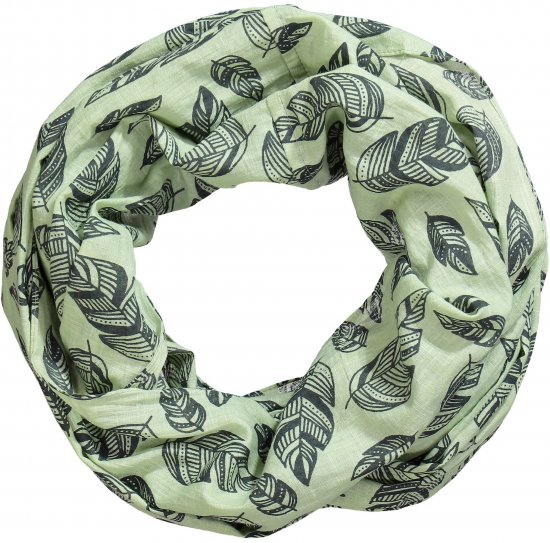 Ulla Popken Leaf Print Infinity Scarf Pistachio - Accesorios - 