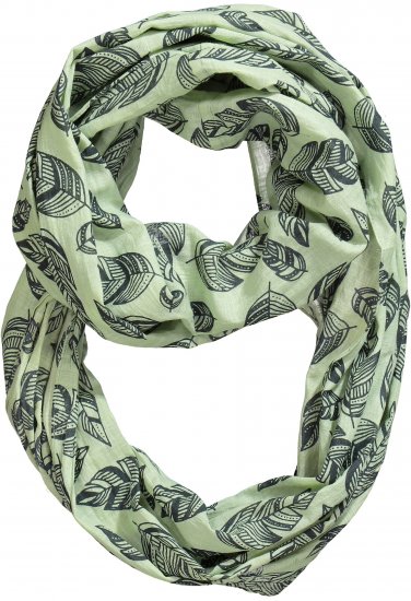 Ulla Popken Leaf Print Infinity Scarf Pistachio - Accesorios - 
