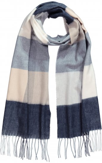 Ulla Popken Checked Fringed Hem Scarf Dark Putty - Accesorios - 