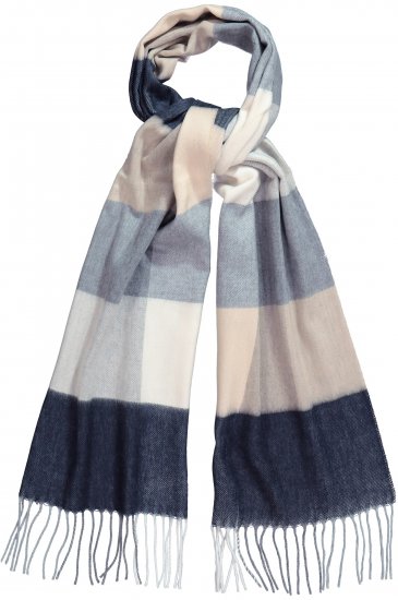 Ulla Popken Checked Fringed Hem Scarf Dark Putty - Accesorios - 
