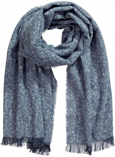 Ulla Popken Fringed Hem Knit Scarf Deep Aqua - Accesorios - 