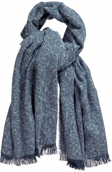 Ulla Popken Fringed Hem Knit Scarf Deep Aqua - Accesorios - 
