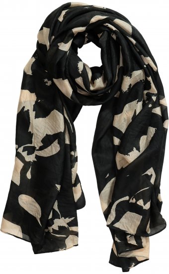 Ulla Popken Printed Silk Scarf Black - Accesorios - 