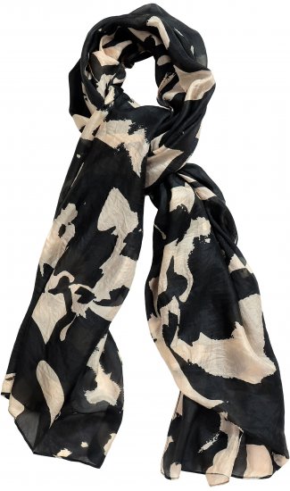 Ulla Popken Printed Silk Scarf Black - Accesorios - 