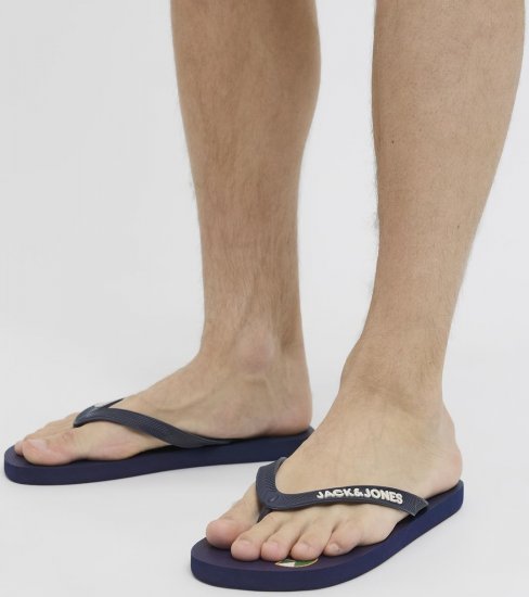 Jack & Jones Logo Palm Print Flip Flop Slippers Medieval Blue - Calzado de hombre 40-52 - Zapatillas de hombre tallas 40-52