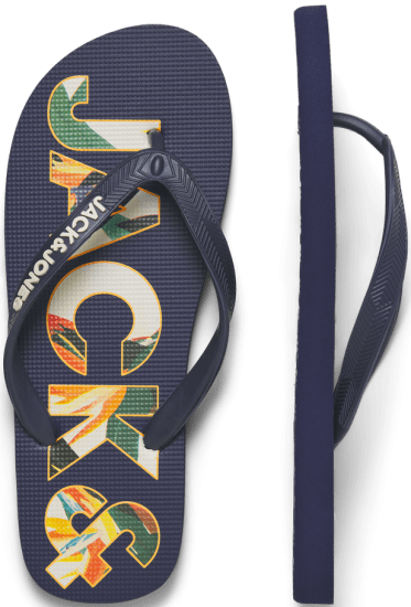 Jack & Jones Logo Palm Print Flip Flop Slippers Medieval Blue - Calzado de hombre 40-52 - Zapatillas de hombre tallas 40-52