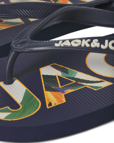 Jack & Jones Logo Palm Print Flip Flop Slippers Medieval Blue - Calzado de hombre 40-52 - Zapatillas de hombre tallas 40-52