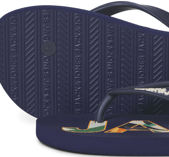Jack & Jones Logo Palm Print Flip Flop Slippers Medieval Blue - Calzado de hombre 40-52 - Zapatillas de hombre tallas 40-52