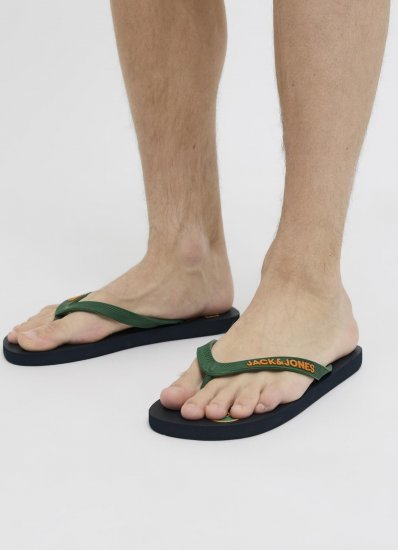 Jack & Jones Logo Palm Print Flip Flop Slippers Navy Blazer/Verdant Green - Calzado de hombre 40-52 - Zapatillas de hombre tallas 40-52