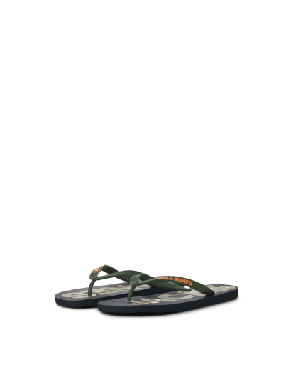Jack & Jones Logo Palm Print Flip Flop Slippers Navy Blazer/Verdant Green - Calzado de hombre 40-52 - Zapatillas de hombre tallas 40-52