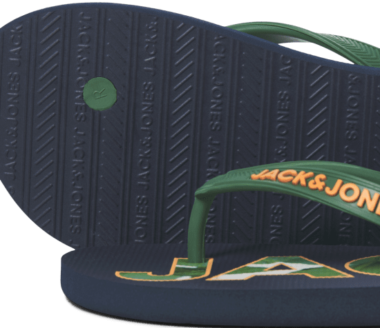 Jack & Jones Logo Palm Print Flip Flop Slippers Navy Blazer/Verdant Green - Calzado de hombre 40-52 - Zapatillas de hombre tallas 40-52