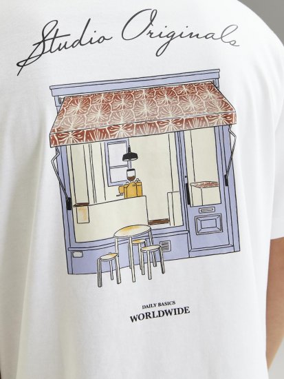 Jack & Jones Lington Back And Front Print Crew Neck T-Shirt Bright White - Camisetas - Camisetas - 2XL-14XL