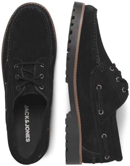 Jack & Jones Brooklyn Suede Boat Shoes Black - Calzado de hombre 40-52 - Zapatillas de hombre tallas 40-52