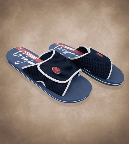 D555 DRAKE Slippers With Velcro Fastening Navy - Calzado de hombre 40-52 - Zapatillas de hombre tallas 40-52