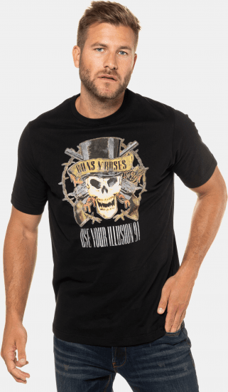 JP1880 Guns N’ Roses Skull Comfort Fit Band T-Shirt Black - Camisetas - Camisetas - 2XL-14XL
