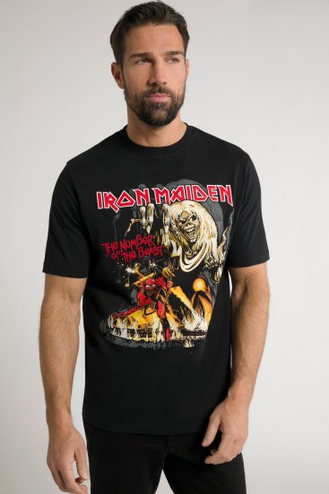 JP1880 Iron Maiden - Number of the Beast Graphic Comfort Fit Band T-Shirt Black - Camisetas - Camisetas - 2XL-14XL