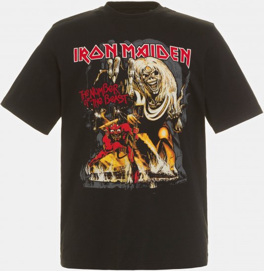 JP1880 Iron Maiden - Number of the Beast Graphic Comfort Fit Band T-Shirt Black - Camisetas - Camisetas - 2XL-14XL