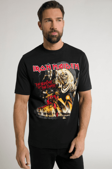 JP1880 Iron Maiden - Number of the Beast Graphic Comfort Fit Band T-Shirt Black - Camisetas - Camisetas - 2XL-14XL