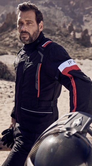 JP1880 Sporty Touring Motorcycle Jacket Black & Red - Ropa de moto de talla grande - Ropa de moto de tallas grandes para hombres