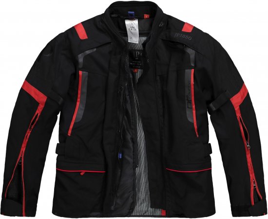 JP1880 Sporty Touring Motorcycle Jacket Black & Red - Ropa de moto de talla grande - Ropa de moto de tallas grandes para hombres