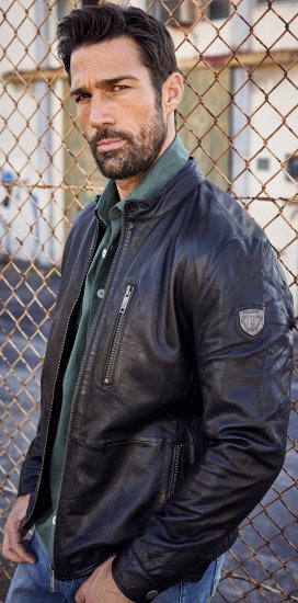 JP1880 Biker Style Leather Jacket Black - Chaquetas - Chaquetas Tallas Grandes 2XL-8XL