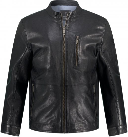 JP1880 Biker Style Leather Jacket Black - Chaquetas - Chaquetas Tallas Grandes 2XL-8XL