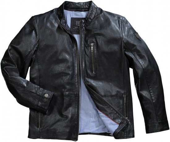 JP1880 Biker Style Leather Jacket Black - Chaquetas - Chaquetas Tallas Grandes 2XL-8XL