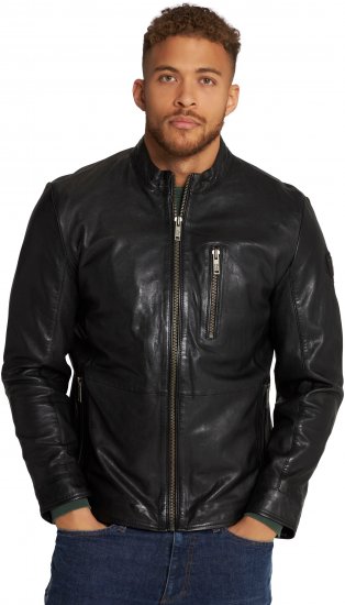 JP1880 Biker Style Leather Jacket Black - Chaquetas - Chaquetas Tallas Grandes 2XL-8XL