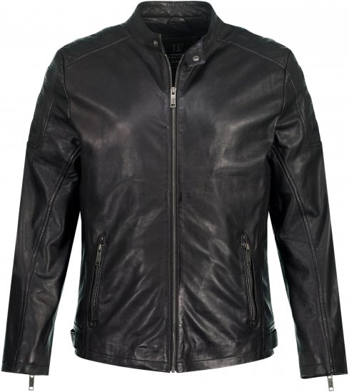 JP1880 Classic Biker Style Leather Jacket Black - Chaquetas - Chaquetas Tallas Grandes 2XL-8XL