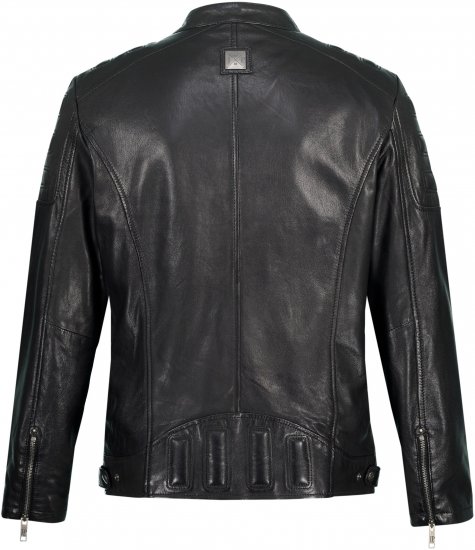 JP1880 Classic Biker Style Leather Jacket Black - Chaquetas - Chaquetas Tallas Grandes 2XL-8XL