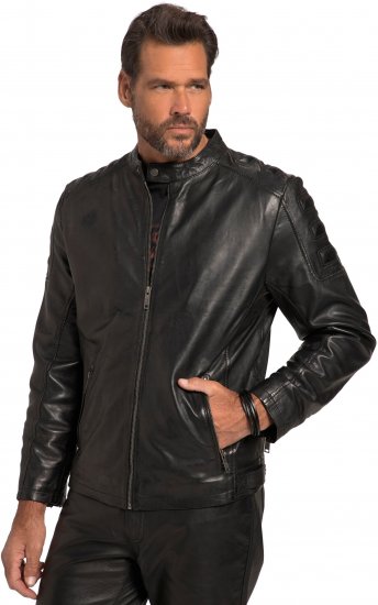 JP1880 Classic Biker Style Leather Jacket Black - Chaquetas - Chaquetas Tallas Grandes 2XL-8XL
