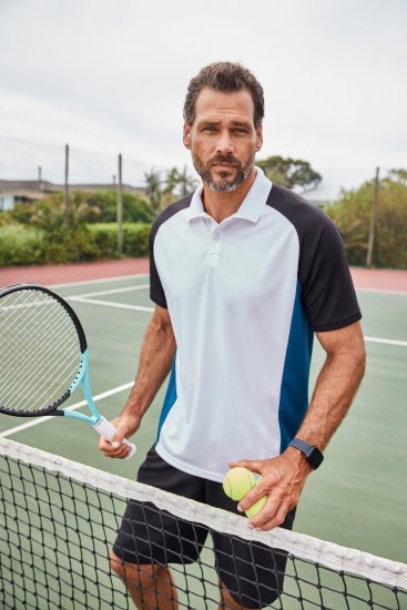 JP1880 FLEXNAMIC® QuickDry Tennis Polo Black-White-Blue - Ropa deportiva - Ropa Deportiva 2XL-10XL