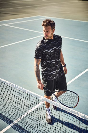 JP1880 QuickDry Graphic Print Tennis T-Shirt Black - Ropa deportiva - Ropa Deportiva 2XL-10XL