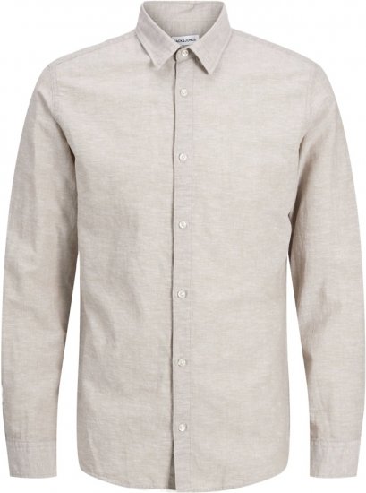 Jack & Jones Breeze Linen Blend Long Sleeve Shirt Crockery - Camisas - Camisas 2XL-10XL