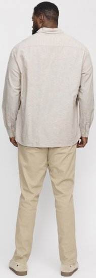 Jack & Jones Breeze Linen Blend Long Sleeve Shirt Crockery - Camisas - Camisas 2XL-10XL