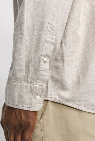 Jack & Jones Breeze Linen Blend Long Sleeve Shirt Crockery - Camisas - Camisas 2XL-10XL