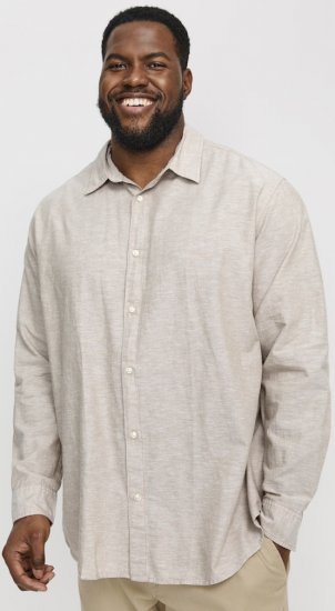 Jack & Jones Breeze Linen Blend Long Sleeve Shirt Crockery - Camisas - Camisas 2XL-10XL
