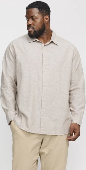 Jack & Jones Breeze Linen Blend Long Sleeve Shirt Crockery - Camisas - Camisas 2XL-10XL