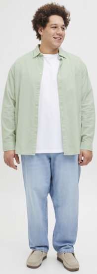 Jack & Jones Breeze Linen Blend Long Sleeve Shirt Iceberg Green - Camisas - Camisas 2XL-10XL