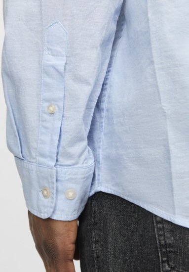 Jack & Jones Breeze Linen Blend Long Sleeve Shirt Chambray Blue - Camisas - Camisas 2XL-10XL