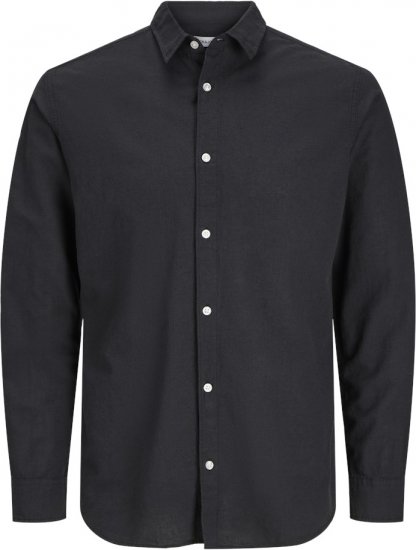 Jack & Jones Breeze Linen Blend Long Sleeve Shirt Black - Camisas - Camisas 2XL-10XL