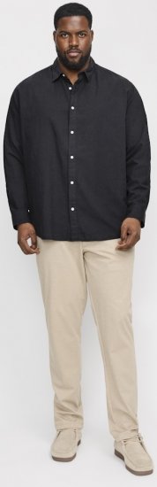 Jack & Jones Breeze Linen Blend Long Sleeve Shirt Black - Camisas - Camisas 2XL-10XL